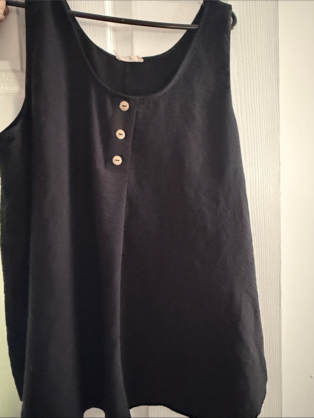 First Love Black Sleeveless Button-Front Tank Top